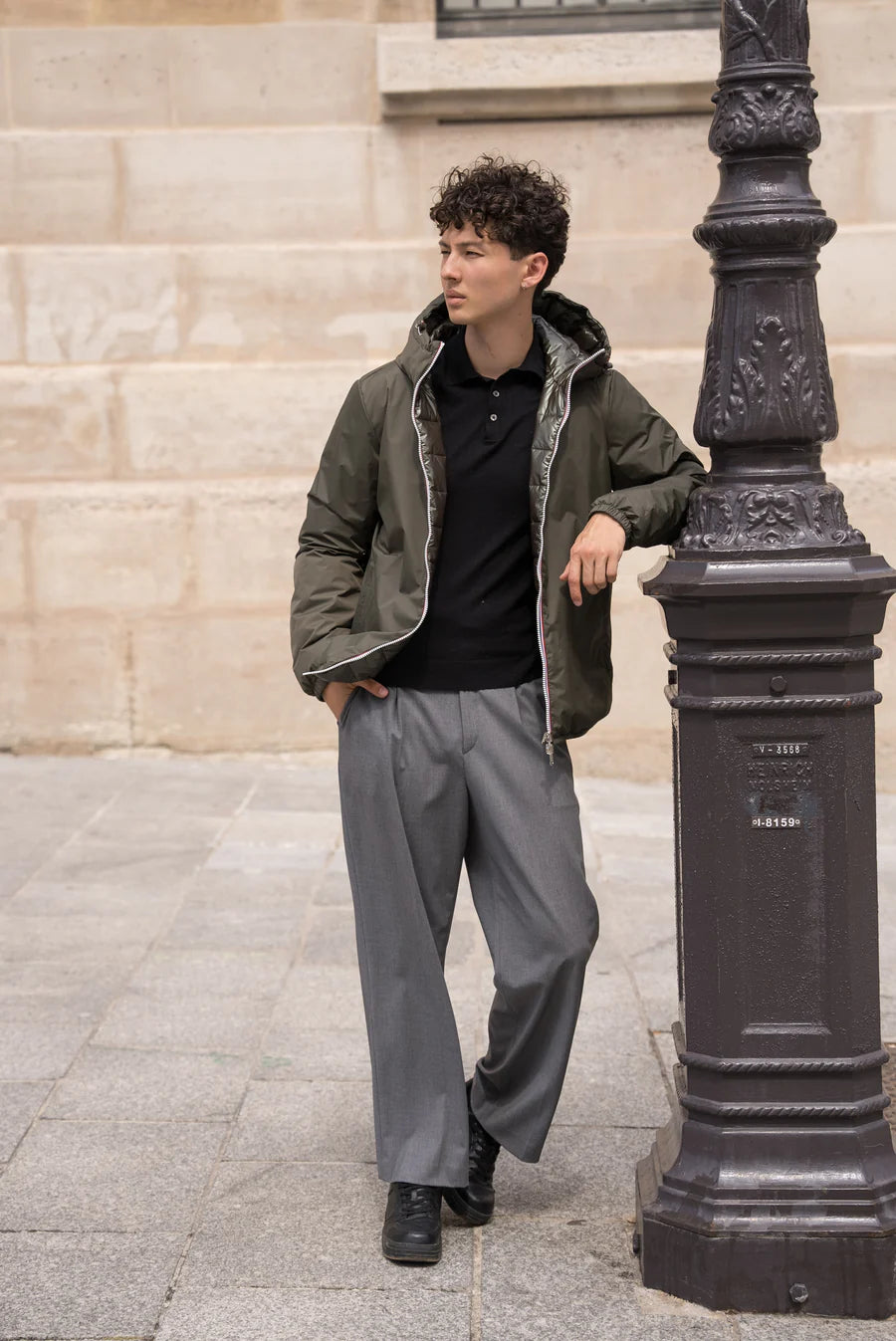 Laura Jo - Doudoune HOMME courte imperméable et réversible matelassé kaki Laura Jo