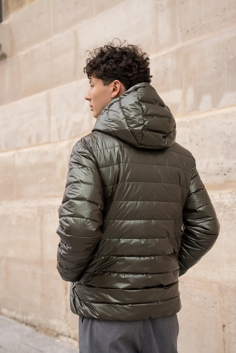Laura Jo - Doudoune HOMME courte imperméable et réversible matelassé kaki Laura Jo