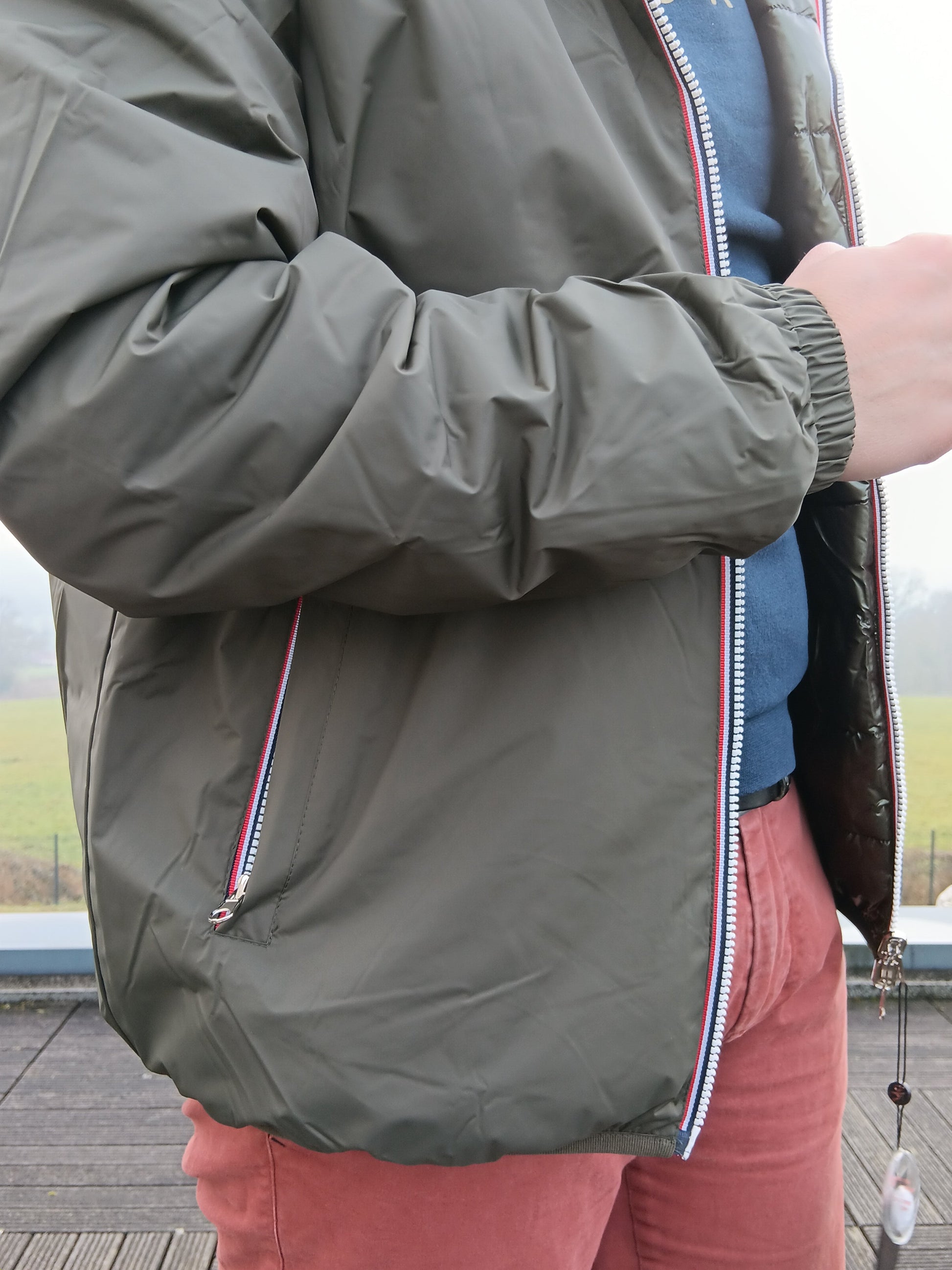 Laura Jo - Doudoune HOMME courte imperméable et réversible matelassé kaki Laura Jo