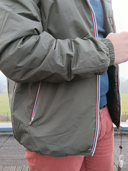 Laura Jo - Doudoune HOMME courte imperméable et réversible matelassé kaki Laura Jo