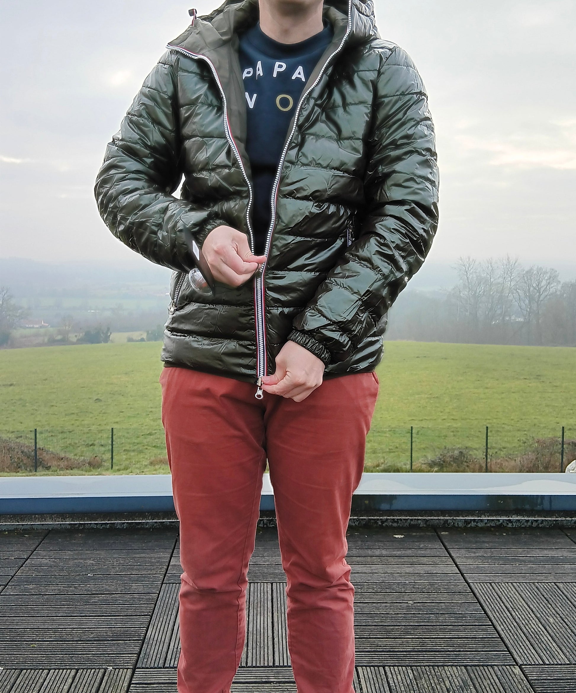 Laura Jo - Doudoune HOMME courte imperméable et réversible matelassé kaki Laura Jo