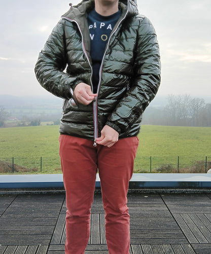Laura Jo - Doudoune HOMME courte imperméable et réversible matelassé kaki Laura Jo