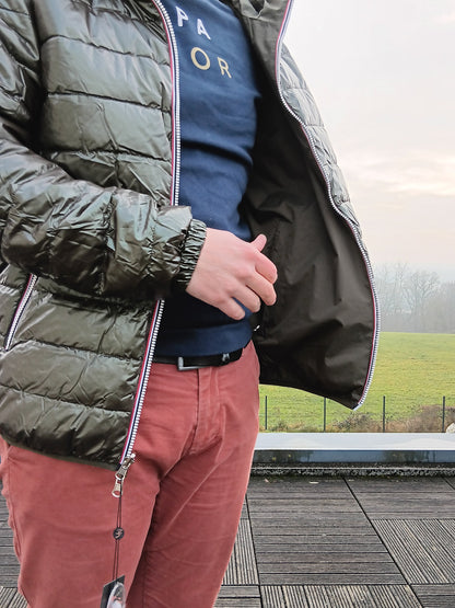 Laura Jo - Doudoune HOMME courte imperméable et réversible matelassé kaki Laura Jo
