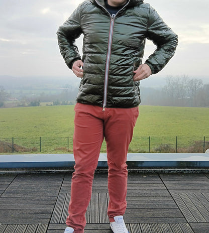 Laura Jo - Doudoune HOMME courte imperméable et réversible matelassé kaki Laura Jo
