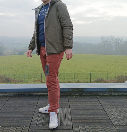 Laura Jo - Doudoune HOMME courte imperméable et réversible matelassé kaki Laura Jo