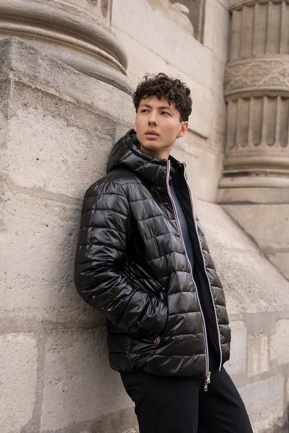 Laura Jo - Doudoune HOMME courte imperméable et réversible matelassé noir Laura Jo