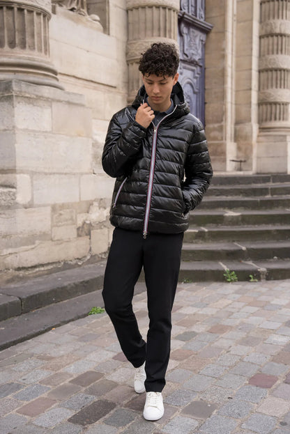 Laura Jo - Doudoune HOMME courte imperméable et réversible matelassé noir Laura Jo
