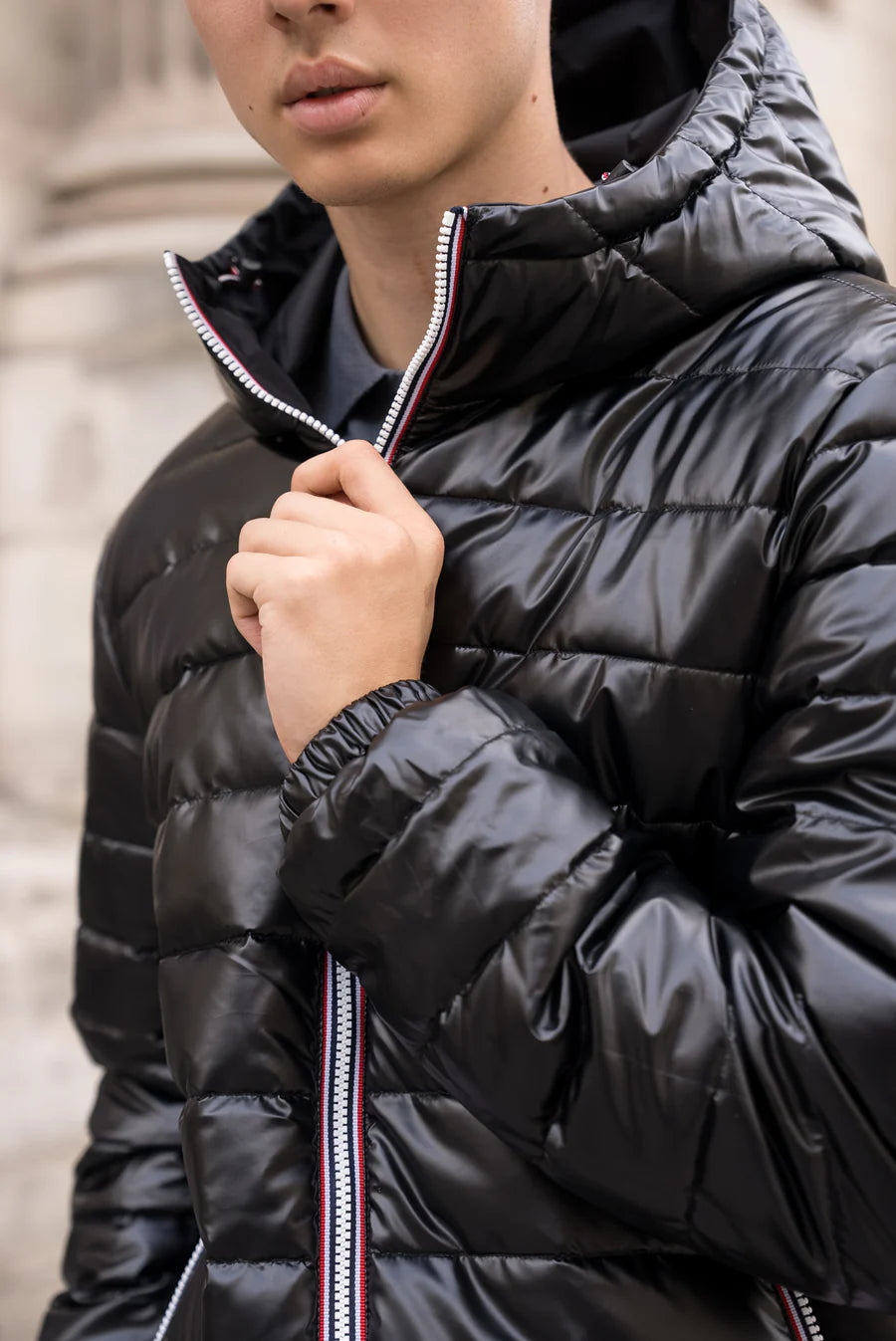 Laura Jo - Doudoune HOMME courte imperméable et réversible matelassé noir Laura Jo