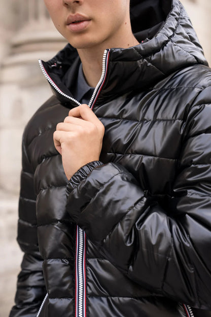 Laura Jo - Doudoune HOMME courte imperméable et réversible matelassé noir Laura Jo
