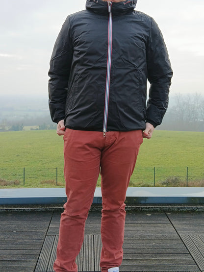Laura Jo - Doudoune HOMME courte imperméable et réversible matelassé noir Laura Jo