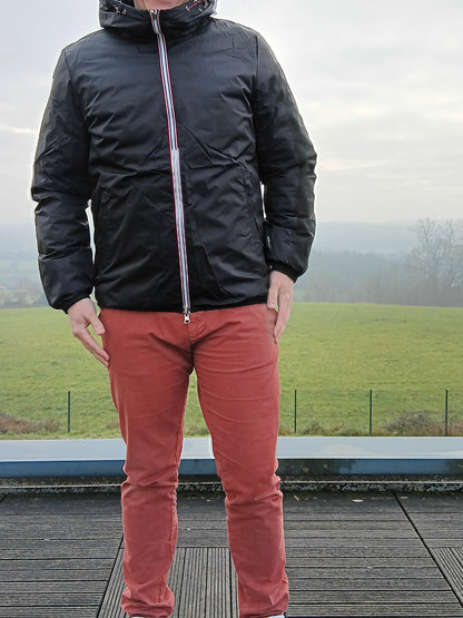Laura Jo - Doudoune HOMME courte imperméable et réversible matelassé noir Laura Jo
