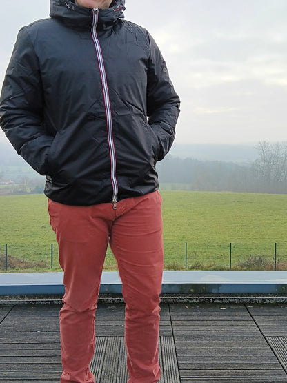 Laura Jo - Doudoune HOMME courte imperméable et réversible matelassé noir Laura Jo