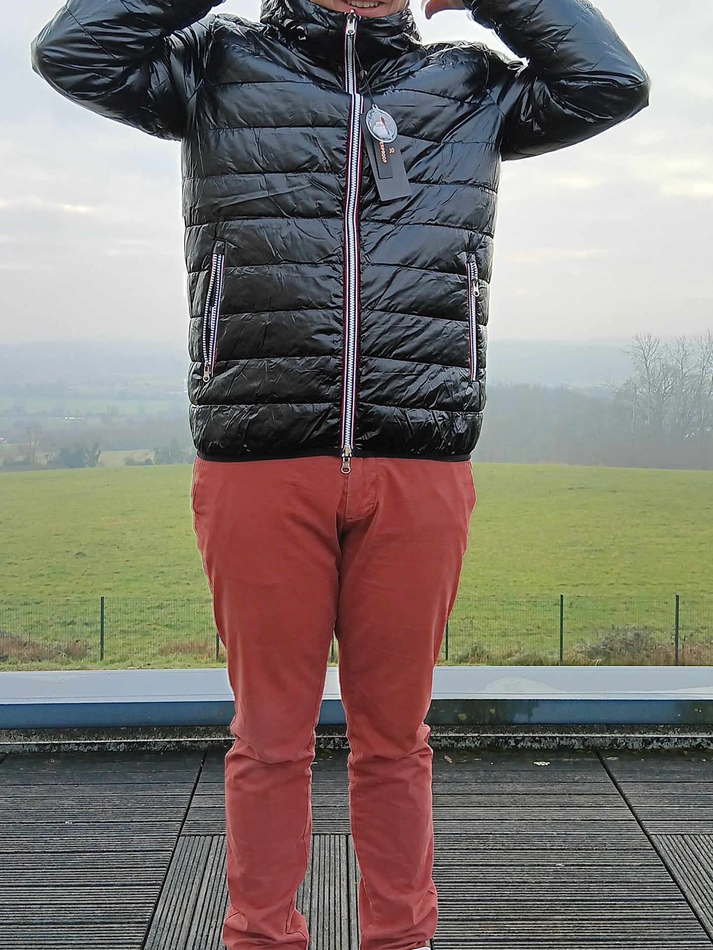Laura Jo - Doudoune HOMME courte imperméable et réversible matelassé noir Laura Jo