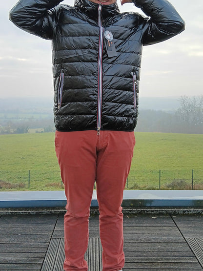 Laura Jo - Doudoune HOMME courte imperméable et réversible matelassé noir Laura Jo