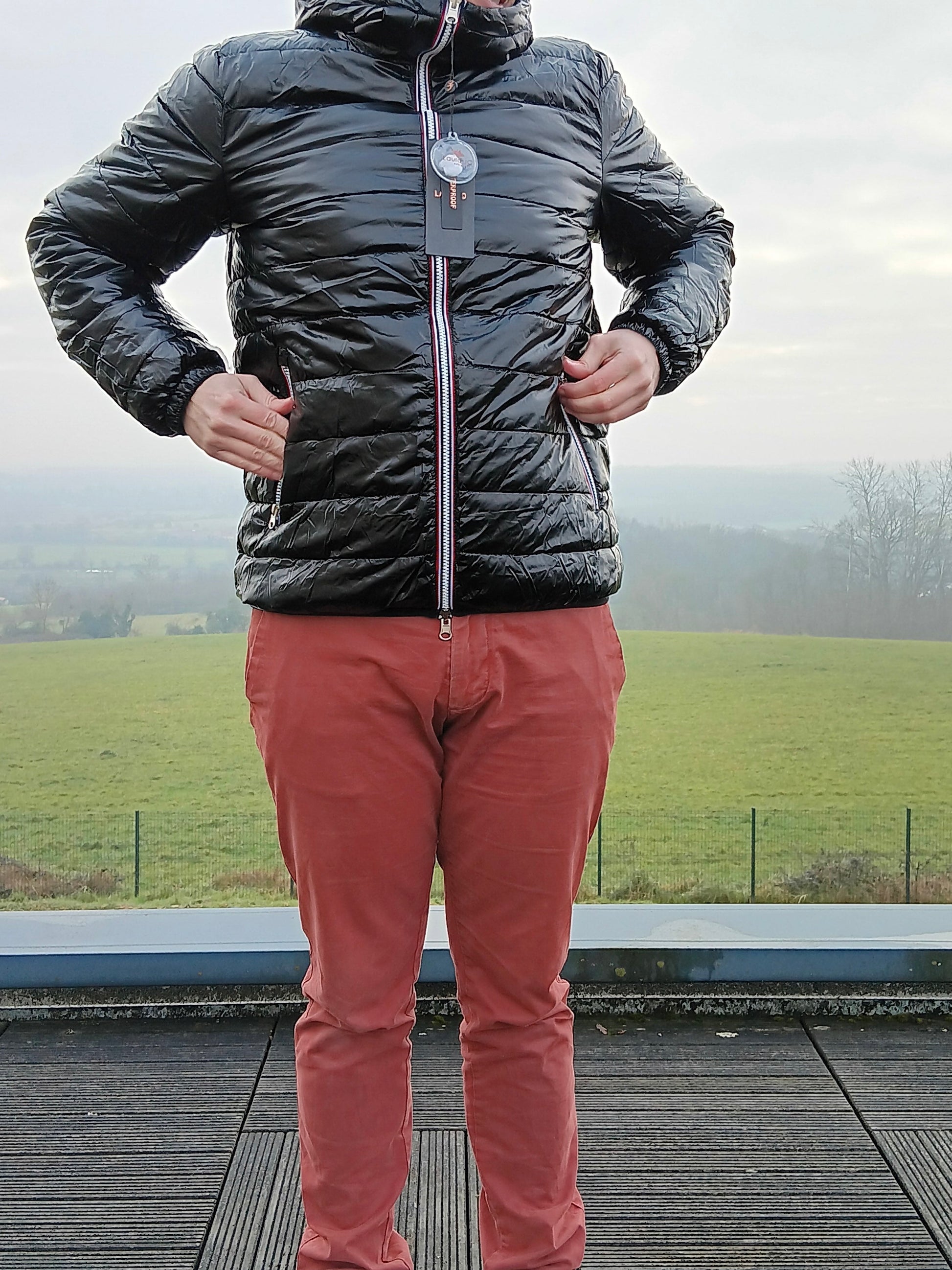 Laura Jo - Doudoune HOMME courte imperméable et réversible matelassé noir Laura Jo