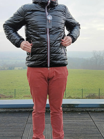 Laura Jo - Doudoune HOMME courte imperméable et réversible matelassé noir Laura Jo