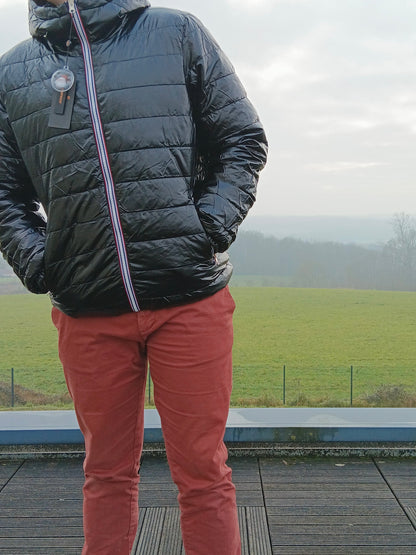 Laura Jo - Doudoune HOMME courte imperméable et réversible matelassé noir Laura Jo