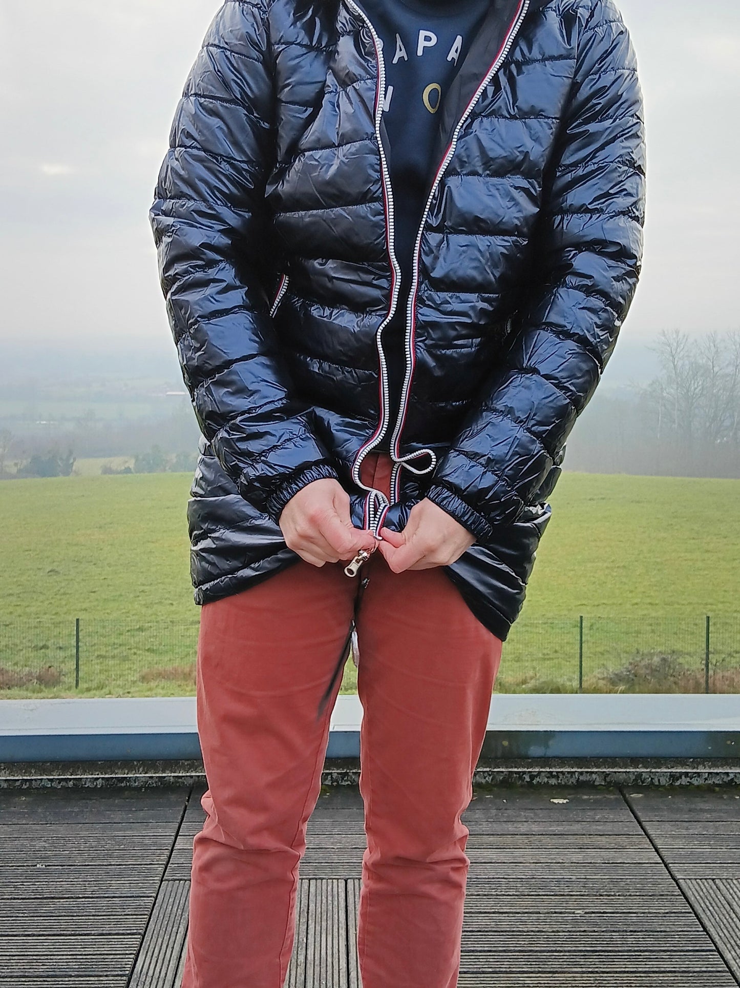 Laura Jo - Doudoune HOMME longue imperméable et réversible matelassé bleu marine Laura Jo