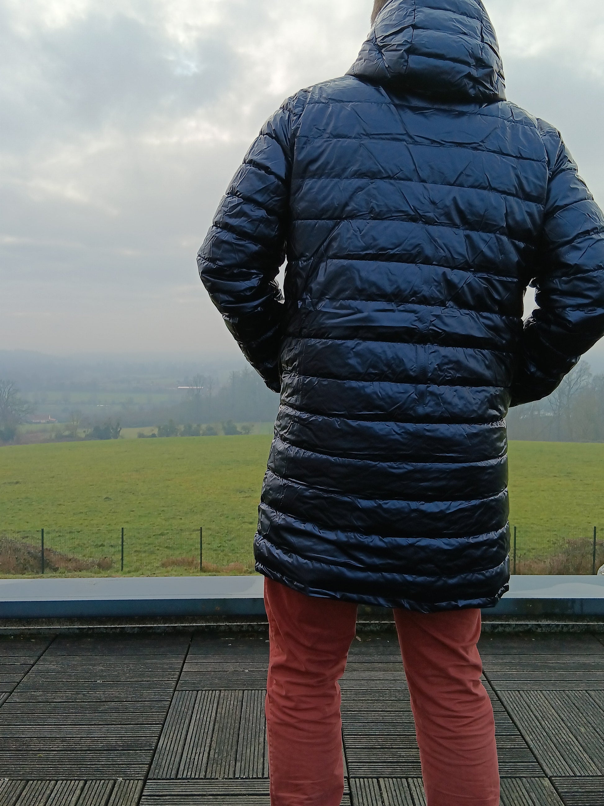 Laura Jo - Doudoune HOMME longue imperméable et réversible matelassé bleu marine Laura Jo