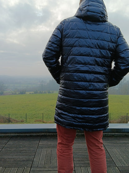 Laura Jo - Doudoune HOMME longue imperméable et réversible matelassé bleu marine Laura Jo
