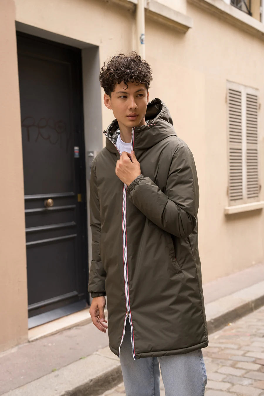 Laura Jo - Doudoune HOMME longue imperméable et réversible matelassé kaki Laura Jo