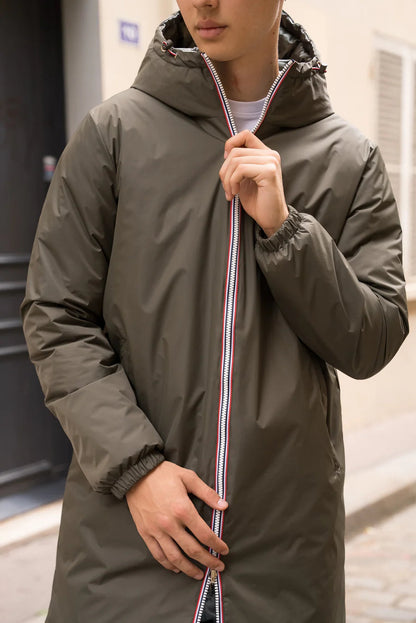 Laura Jo - Doudoune HOMME longue imperméable et réversible matelassé kaki Laura Jo