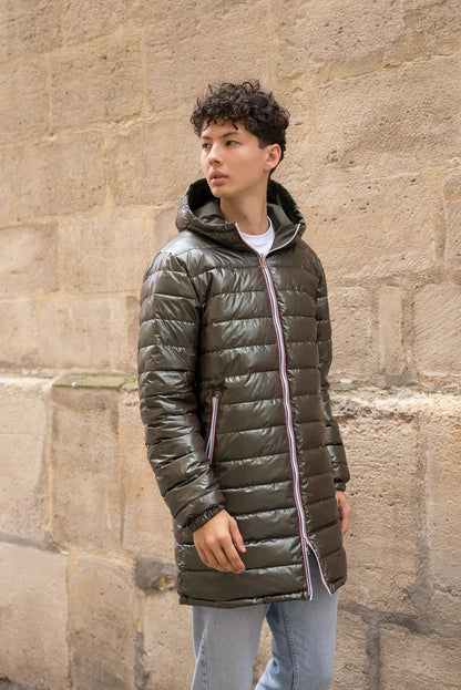 Laura Jo - Doudoune HOMME longue imperméable et réversible matelassé kaki Laura Jo