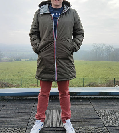 Laura Jo - Doudoune HOMME longue imperméable et réversible matelassé kaki Laura Jo