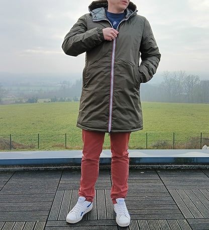 Laura Jo - Doudoune HOMME longue imperméable et réversible matelassé kaki Laura Jo