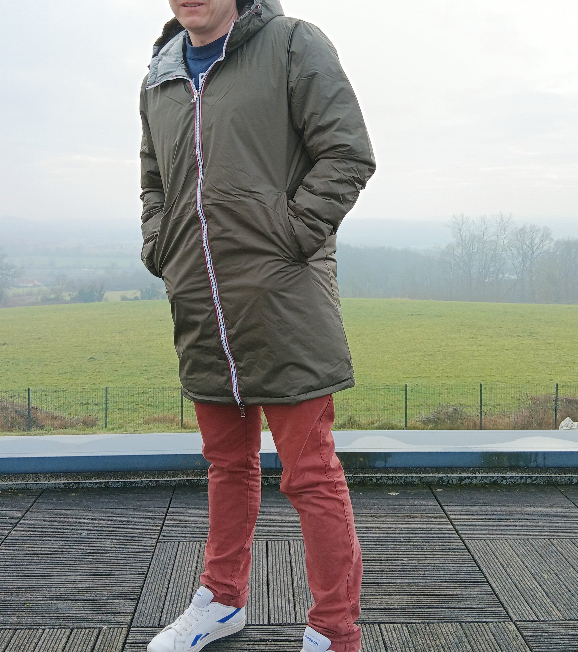 Laura Jo - Doudoune HOMME longue imperméable et réversible matelassé kaki Laura Jo