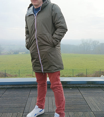 Laura Jo - Doudoune HOMME longue imperméable et réversible matelassé kaki Laura Jo