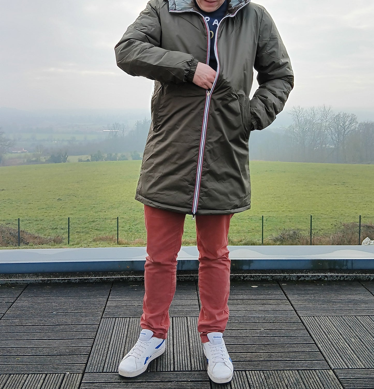 Laura Jo - Doudoune HOMME longue imperméable et réversible matelassé kaki Laura Jo