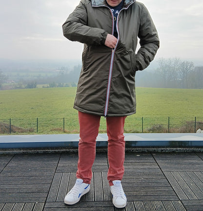 Laura Jo - Doudoune HOMME longue imperméable et réversible matelassé kaki Laura Jo