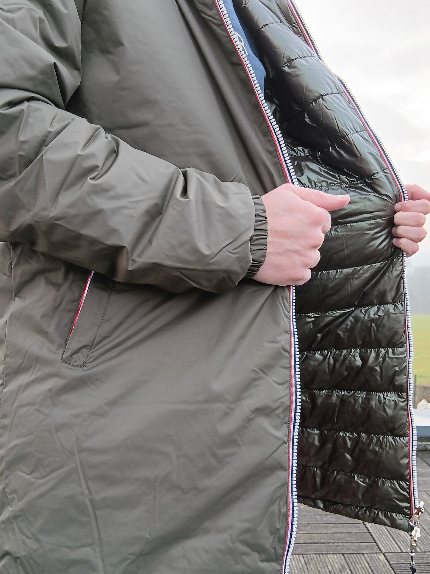 Laura Jo - Doudoune HOMME longue imperméable et réversible matelassé kaki Laura Jo