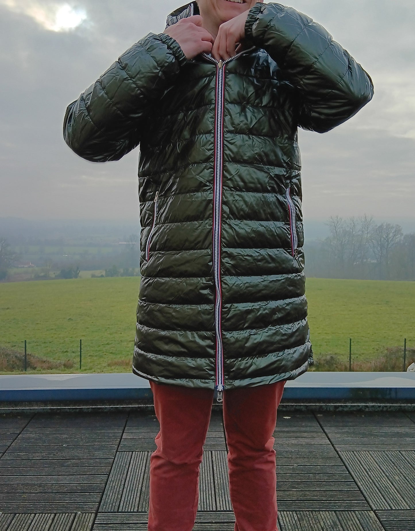 Laura Jo - Doudoune HOMME longue imperméable et réversible matelassé kaki Laura Jo