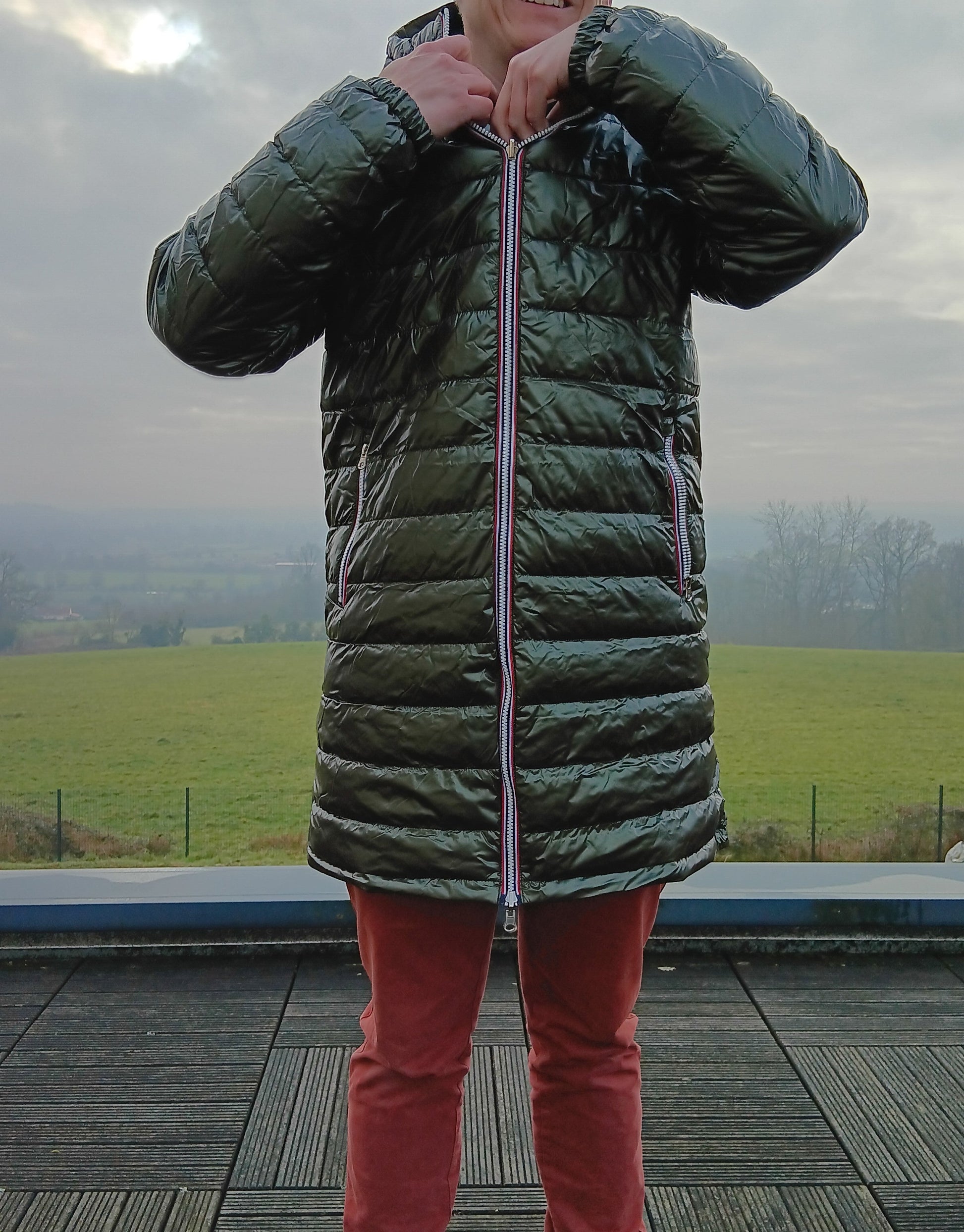 Laura Jo - Doudoune HOMME longue imperméable et réversible matelassé kaki Laura Jo