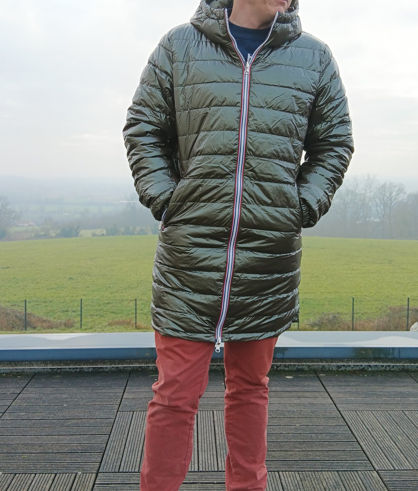 Laura Jo - Doudoune HOMME longue imperméable et réversible matelassé kaki Laura Jo