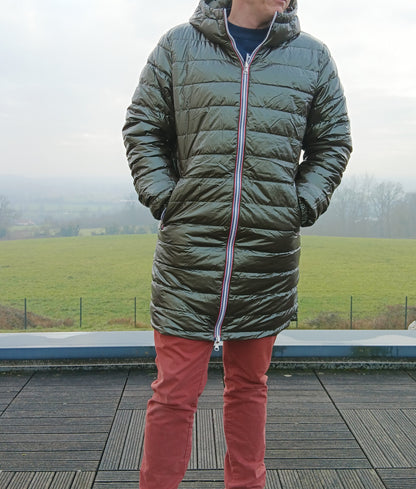 Laura Jo - Doudoune HOMME longue imperméable et réversible matelassé kaki Laura Jo