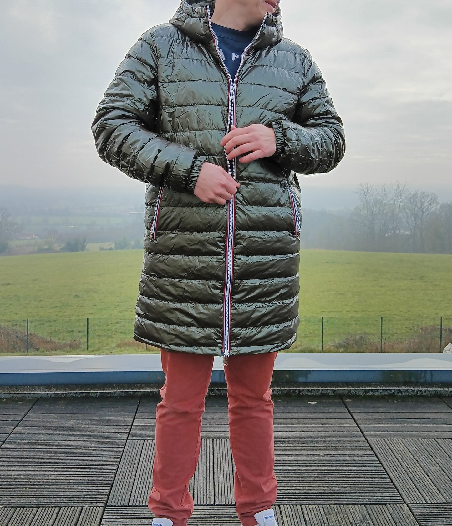 Laura Jo - Doudoune HOMME longue imperméable et réversible matelassé kaki Laura Jo