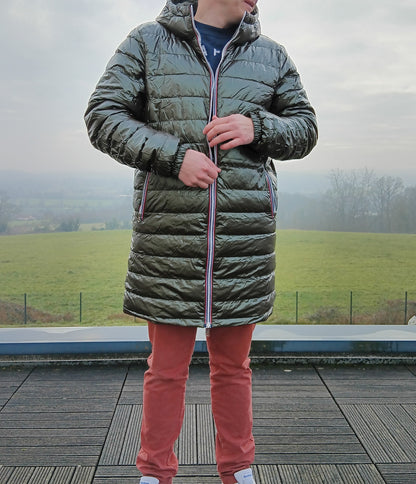 Laura Jo - Doudoune HOMME longue imperméable et réversible matelassé kaki Laura Jo