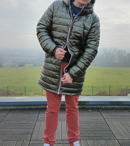 Laura Jo - Doudoune HOMME longue imperméable et réversible matelassé kaki Laura Jo