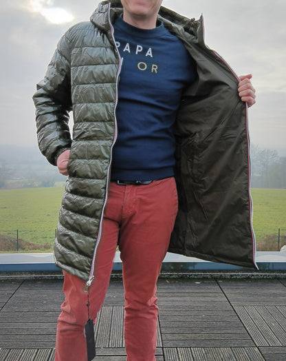 Laura Jo - Doudoune HOMME longue imperméable et réversible matelassé kaki Laura Jo