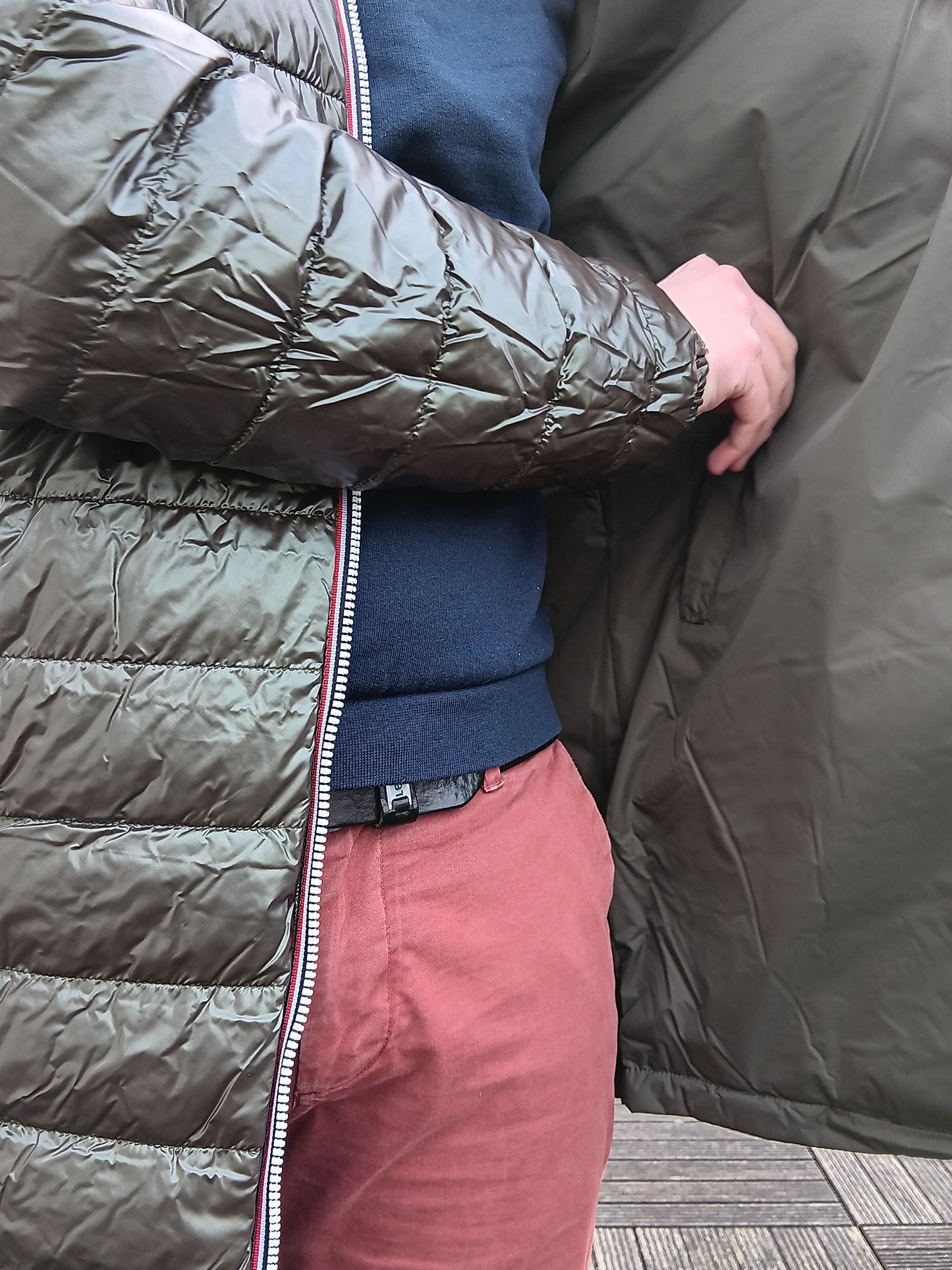 Laura Jo - Doudoune HOMME longue imperméable et réversible matelassé kaki Laura Jo