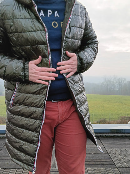 Laura Jo - Doudoune HOMME longue imperméable et réversible matelassé kaki Laura Jo