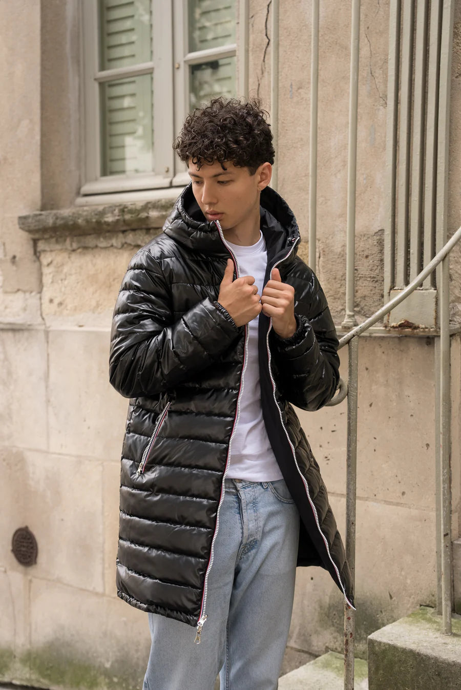 Laura Jo - Doudoune HOMME longue imperméable et réversible matelassé noir Laura Jo