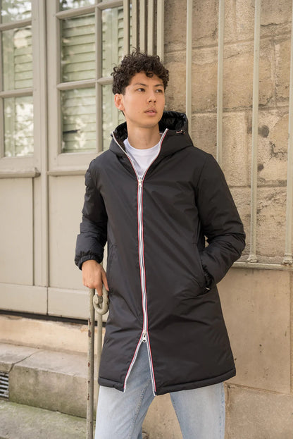 Laura Jo - Doudoune HOMME longue imperméable et réversible matelassé noir Laura Jo