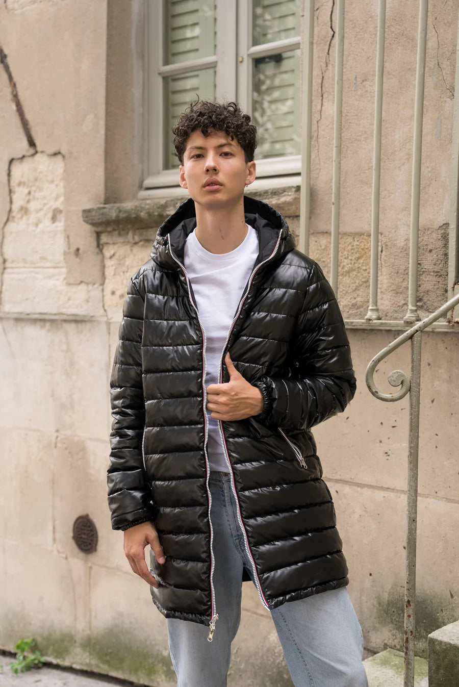 Laura Jo - Doudoune HOMME longue imperméable et réversible matelassé noir Laura Jo