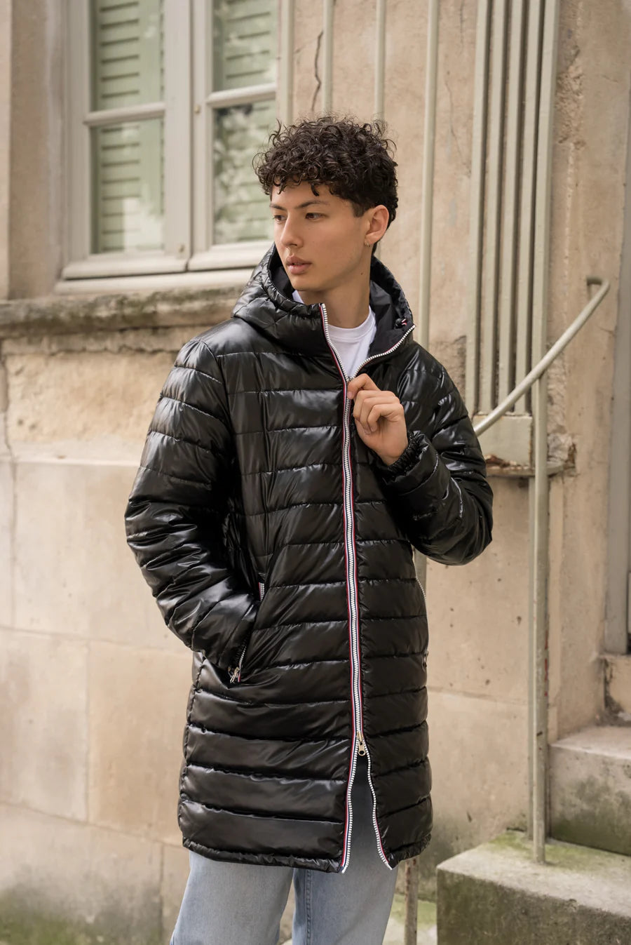 Laura Jo - Doudoune HOMME longue imperméable et réversible matelassé noir Laura Jo