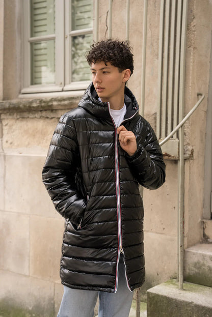 Laura Jo - Doudoune HOMME longue imperméable et réversible matelassé noir Laura Jo