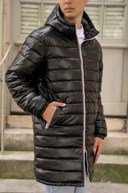 Laura Jo - Doudoune HOMME longue imperméable et réversible matelassé noir Laura Jo